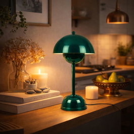 Opviq Lámpara de Mesa Verde de Metal